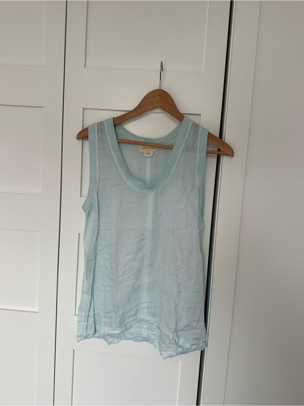 cloth & stone Pale Blue Linen-Blend V-Neck Tank